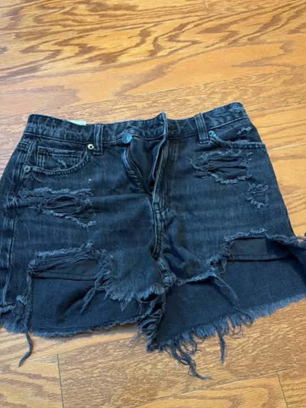American Eagle Outfitters Black Distressed Jean Cutoff Shorts